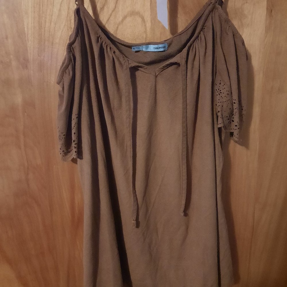 Maurice cold shoulder suede blouse